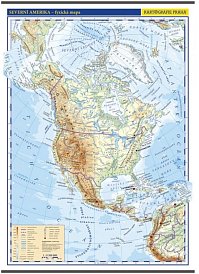 Severní a Střední Amerika - nástěnná obecně zeměpisná mapa, 96 x 136 cm