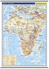 Afrika - nástěnná fyzická mapa, 96 x 136 cm