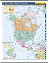 Severní a střední Amerika - nástěnná politická mapa, 96 x 126,5 cm