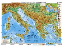 Balkán, Itálie, Řecko - obecně geografická/hospodářská. 160 x 120 cm