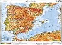 Španělsko a Portugalsko - obecně geografická, španělsky 140 x 100 cm