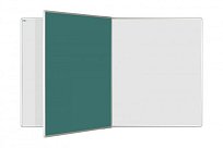 Bílá magnetická tabule ekoTAB 200x120 s otočným křídlem na křídy 120x120 uprostřed tabule