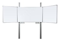 Třídílná bílá tabule na fixy Fine 180x120 na pylonovém zvedacím systému