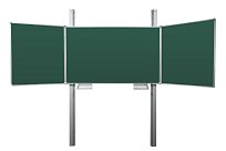 Třídílná tabule na fixy a křídy Fine 200x100 na pylonovém zvedacím systému