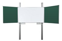 Třídílná tabule na fixy a křídy Fine 200x100 na pylonovém zvedacím systému