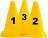 Set žlutých kuželů s číslicemi 0-9