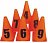 Set oranžových kuželů s číslicemi 0-9