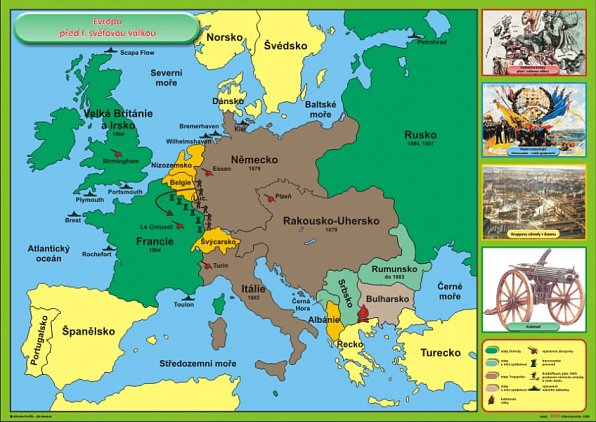 mapa evropy před 2 světovou válkou Evropa před 1. světovou válkou (120 x 90 cm) | Učebnice Vaníček mapa evropy před 2 světovou válkou